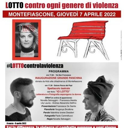 Lotto contro ogni genere di violenza”, la grande panchina donata da Aido, Associazione italiana donatori d'organo, Gruppo Comunale Montefiascone 'Ornella Cacalloro'